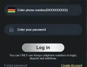 Welcome to Tuzowins login form with Log in button, Forgot password and Create Account